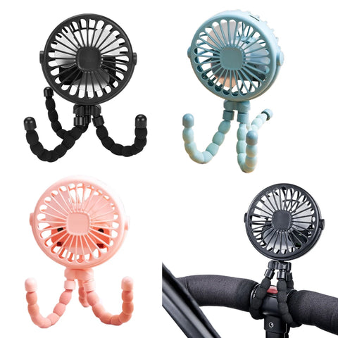 Baby Stroller Fan Rechargeable Clip on Fan 3 Speeds Desk Fan with Night Light for Stroller Car Seat Treadmill Camping