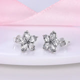 Shining Snowflake Earrings 925 Sterling Silver Zircon -01010101