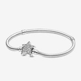 Snake Bracelet with Star Closure. 925 Silver finish. 17 cm - BRS001