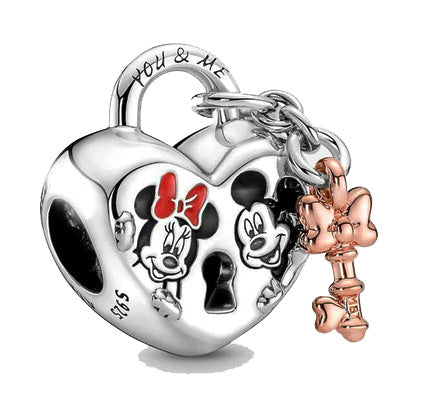 Minnie & Mickey Mouse heart shape Charm Key Pink - CH006